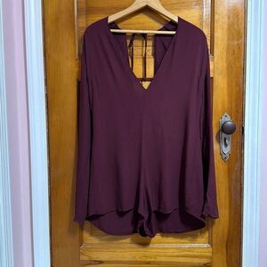 Reformation Burgundy Plunge Neck Back Romper Women’s Medium